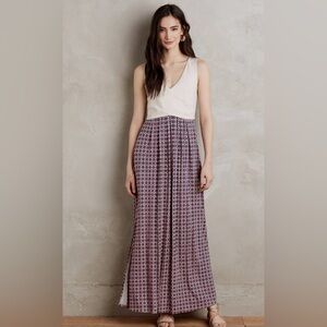 Anthropologie Maeve Women’s Pink, Orange, and Cream Patterned Maxi Dress, XXSP